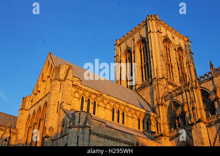 Westende des York Minster in der Abend-Sonne Stockfoto