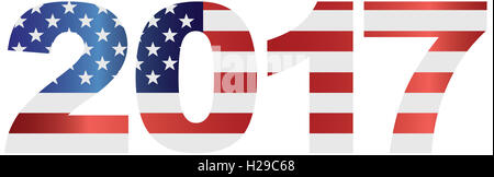2017 USA amerikanische Flagge Numbers Gliederung isoliert auf weißem Hintergrund Illustration Stockfoto