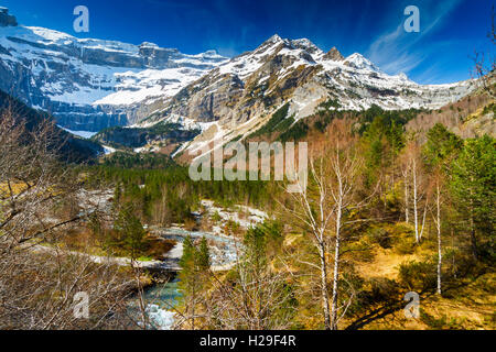 Gavarnie Gletscher Cirque.  Departement Hautes-Pyrénées, Midi-Pyrenäen, Frankreich, Europa. Stockfoto