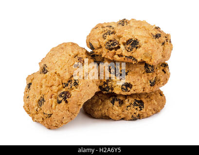 Cookies mit Rosinen isoliert auf weißem Hintergrund Stockfoto