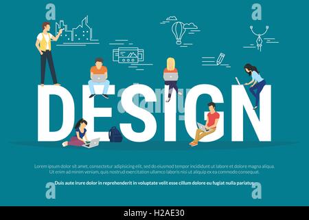 Design-Konzept-Darstellung von Jugendlichen mit laptop Stock Vektor