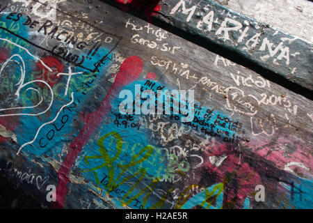 Graffiti an der Abbey Road Studios in London. Stockfoto