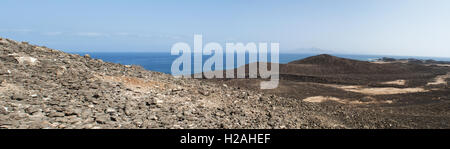 Fuerteventura: die Aussicht von Caldera Berg in Lobos Insel gesehen Stockfoto