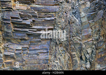 Vulkangestein, Schichten von Basalt, Masca, Teno Gebirge, Teneriffa, Kanarische Inseln, Spanien Stockfoto