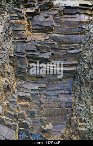 Vulkangestein, Schichten von Basalt, Masca, Teno Gebirge, Teneriffa, Kanarische Inseln, Spanien Stockfoto