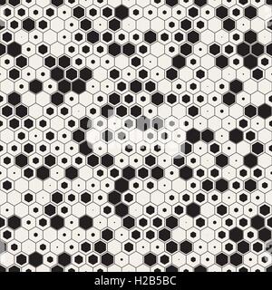 Vektor nahtlose schwarz-weiß zufällige Sechsecke Wabenmuster Stock Vektor
