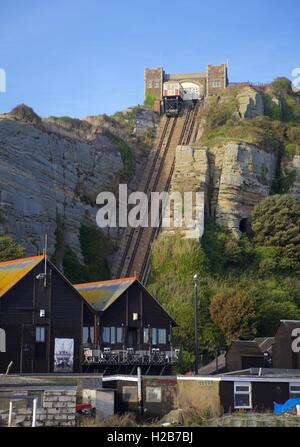 Der Osthügel Standseilbahn in Hastings, Sussex, England Stockfoto