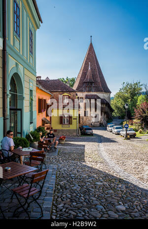 Alten Bastion namens The Stiefelhersteller Tower in historischen Zentrum von Sighisoara Stadt, Region Transsilvanien in Rumänien Stockfoto