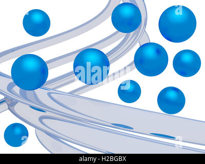 Zusammenfassung Hintergrund mit blauen Kugeln fliegen. 3D-Rendering Stockfoto