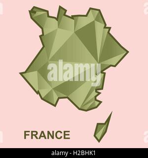 Digitale Vektor Frankreich Karte mit abstrakten Khaki Dreiecke, flachen Stil Stock Vektor