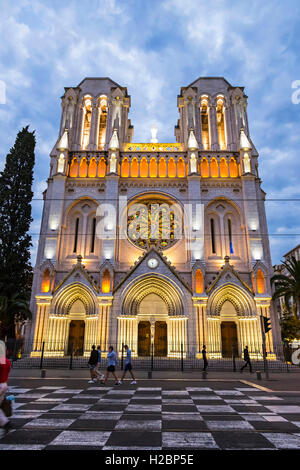 Basilika Notre Dame de Nizza Abend. Stadt von Nizza, Frankreich Stockfoto