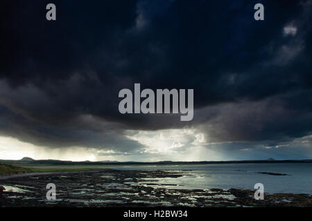 Belhaven Bay, Traprain und North Berwick Recht von John Muir Weg, John Muir Country Park, Dunbar East Lothian Stockfoto