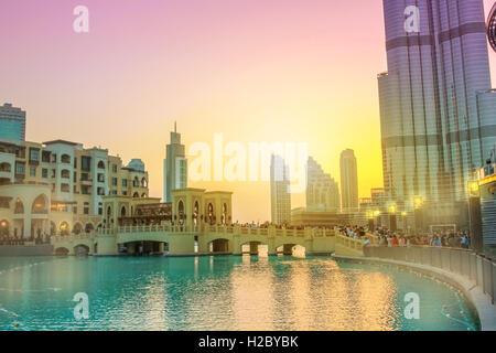 Burj Khalifa Lake Dubai Stockfoto