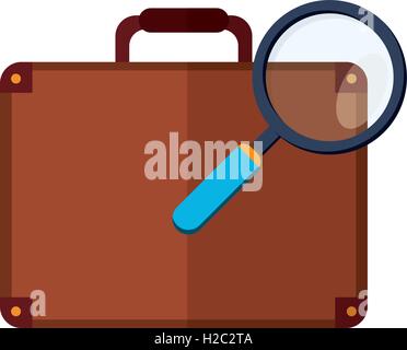 Business-Aktenkoffer und Lupe-Symbol Stock Vektor