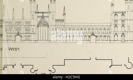 Entwürfe für die vorgeschlagenen neuen Houses of Parliament - bestehend aus vier Pläne, vier geometrischen Ansichten, einem längs- und zwei Querschnitte mit zwei perspektivische Ansichten; reduziert auf eine halbe (1 Stockfoto