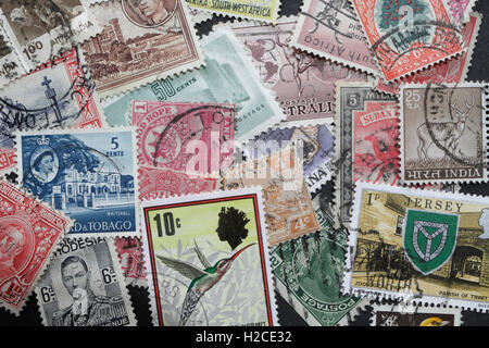 Commonwealth British Empire Briefmarkenmarken, Briefmarkensammeln Hobby Stockfoto