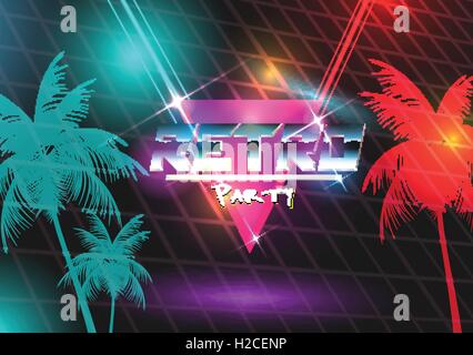 Retro-Futurismus Neon 80er Jahre Disco Poster Stock Vektor