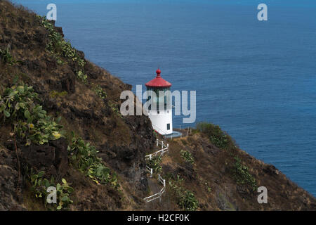 Makapu Lighhouse in der Nähe von Honolulu auf Oahu, Hawaii ist ein beliebtes Wanderziel Stockfoto