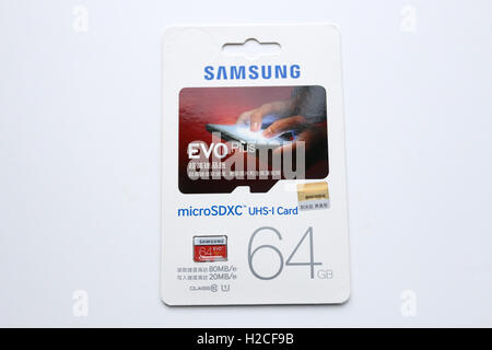 Samsung 64GB EVO Plus MicroSDHC UHS-I-Karte Stockfoto