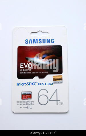 Samsung 64GB EVO Plus MicroSDHC UHS-I-Karte Stockfoto