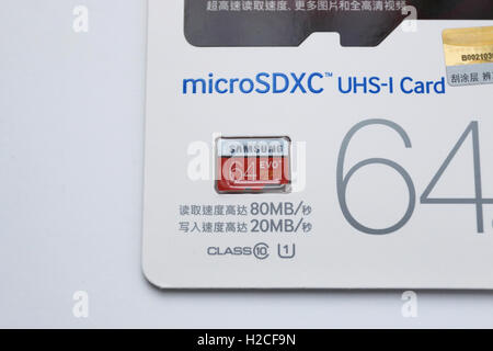 Samsung 64GB EVO Plus MicroSDHC UHS-I-Karte Stockfoto