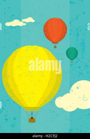 Heißluft Ballons Heißluftballons in den Himmel steigt. Die Ballons und Himmel sind gesondert gekennzeichneten Schichten. Stock Vektor
