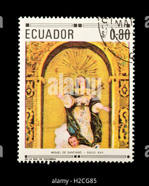 Briefmarke aus Ecuador, die Darstellung der Himmelfahrt der Heiligen Jungfrau. Stockfoto