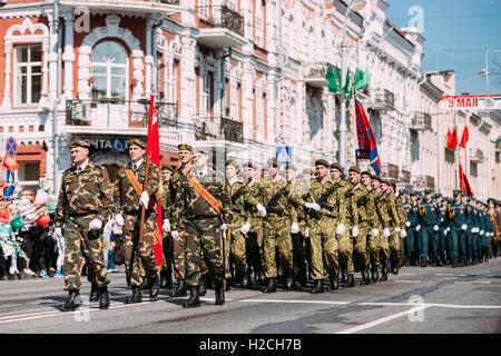 Feiertag des Sieges 9. Mai, Gomel homelische Belarus. Gala Formation der Offiziere, Soldaten der Special Purpose Kräfte oder Spetsnaz Stockfoto