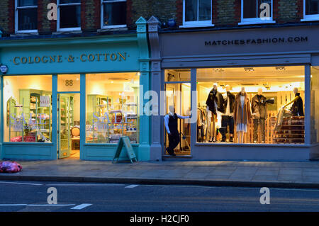 Geschäfte, Marleybone High Street, Marylebone, London W1, Vereinigtes Königreich Stockfoto