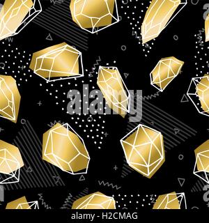 Musterdesign gold Farbe Kristall Mineral Steine, Felsen einfach handgezeichnete Diamant Hintergrund. EPS10 Vektor. Stock Vektor