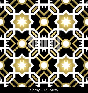 Gold klassische Keramik Mosaik Fliesen Musterdesign mit geometrischen Form Dekoration, Luxus Stil abstrakten Hintergrund. EPS10 Stock Vektor