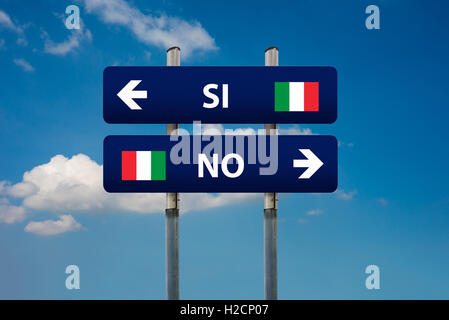 zwei Verkehrsschilder und italienischen referendum Stockfoto