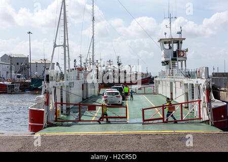 Schließende Tor in grenzüberschreitenden Foyle Greencastle Magilligan Point Ferry, County Antrim, Irland Stockfoto