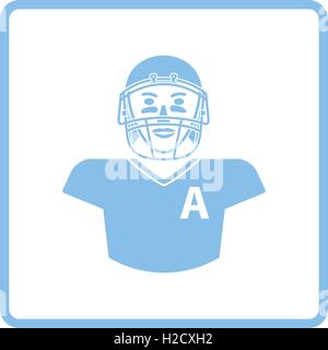 US-amerikanischer American-Football-Spieler-Symbol. Blauer Rahmen-Design. Vektor-Illustration. Stock Vektor