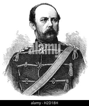 Prinz Friedrich Carl Nicolaus oder Frederick Charles von Preußen (1828 – 1885) war der Sohn von Prinz Charles von Preußen. Er agierte in Krieg von 1864 gegen Dänemark, wo er Befehl über die preußischen Truppen in der österreichisch-preußischen expeditionary Force gehalten aber mischte sich in die Pläne seines Stabschefs, von Blumenthal, die für die Unterstützung an Kronprinz Frederick William gewandt. Stockfoto