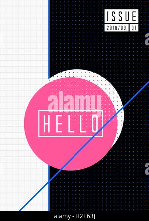 Abstrakte geometrische Muster in schwarz, weiß, blau und pink rosa. Minimalistischen Stil Plakat, Broschüre, Magazin-Cover-Design. Stock Vektor
