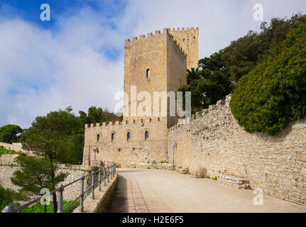 Venus Schloss, Erice, Sizilien, Italien Stockfoto