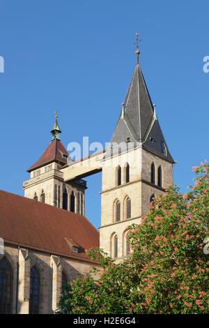 Türme, die Stadtkirche St. Dionysus, Esslingen am Neckar, Baden-Württemberg, Deutschland Stockfoto