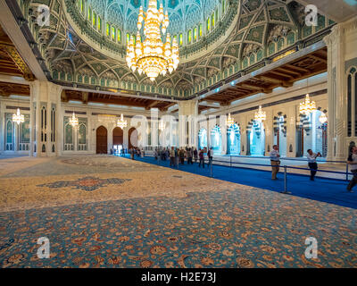 Sultan Qaboos Grand Mosque, Interieur, Muscat, Oman Stockfoto