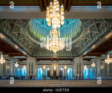 Sultan Qaboos Grand Mosque, Interieur, Muscat, Oman Stockfoto