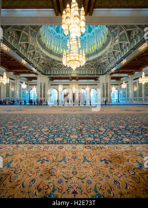 Sultan Qaboos Grand Mosque, Interieur, Muscat, Oman Stockfoto