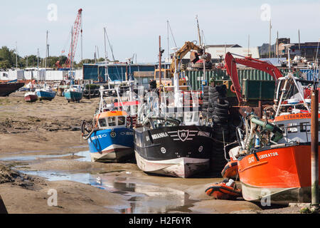 Herzmuschel Boote am Meer bei Leigh Essex England Stockfoto