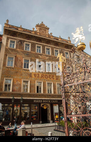 Hard Rock Cafe U U Rotta Kaffee Haus im kleinen Quadrat, Prag. Stockfoto