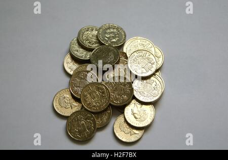 Letzte Runde 1 £ ein Pfund Münzen GB UK 2016 Stockfoto