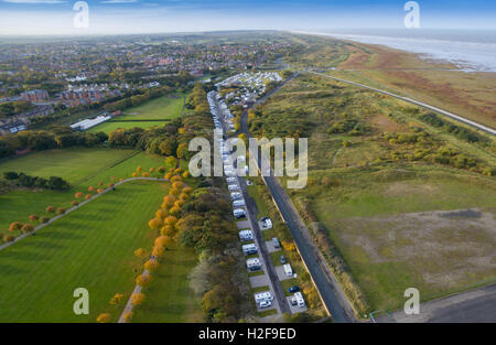 Luftaufnahme von Southport Caravan Club Site Stockfoto