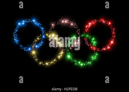 Abstrakten Hintergrund / Hintergrund Illustration, die Olympischen Ringe (Emblemr / symbol / Zeichen der Olymics Gama) machte der Stars Stockfoto