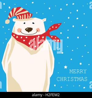 Weihnachtskarte mit Eisbär Stock Vektor