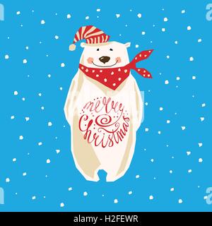 Weihnachtskarte mit Eisbär Stock Vektor