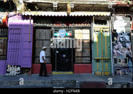 Die bunte El Caminito Bereich in der Boca von Buenos Aires, eine Straße Museum mit Bars und restaurants Stockfoto