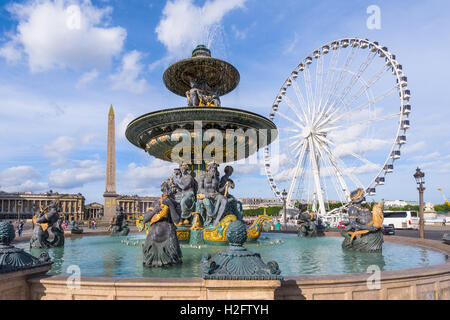 Der Süden-Brunnen (Fontaine Des Mers) repräsentieren die Meere und Navigation und Handel in Place De La Concorde gewidmet Stockfoto